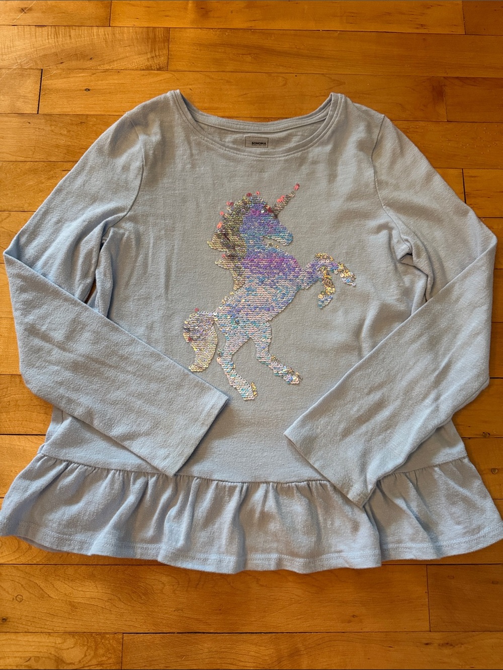 Sonoma Sequin Flip Unicorn Long Sleeve Tee, Size 8